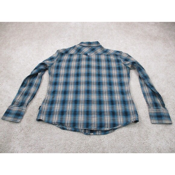 Kuhl Shirt Womens Extra Large XL Blue Gray Plaid Western Pearl Snap Up Top - Picture 8 of 12